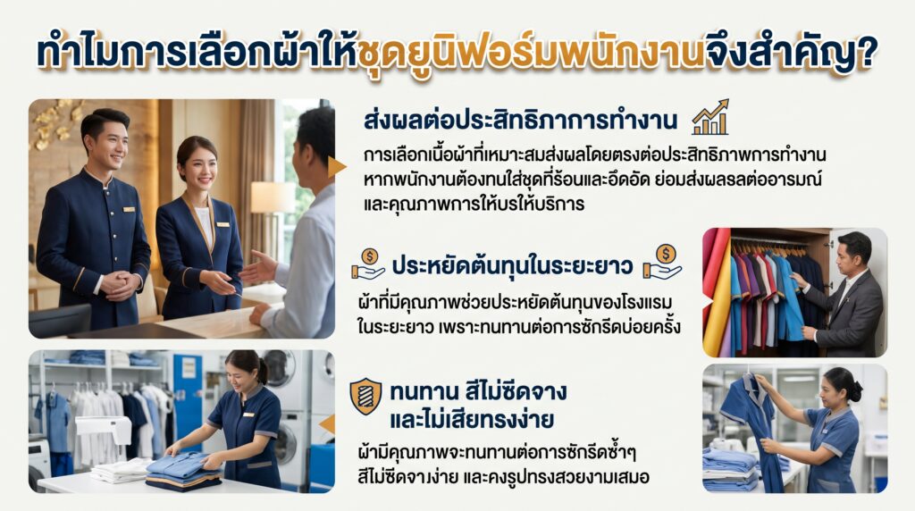 รูป ทำไมการเลือกผ้าให้ชุดยูนิฟอร์มพนักงานจึงสำคัญ